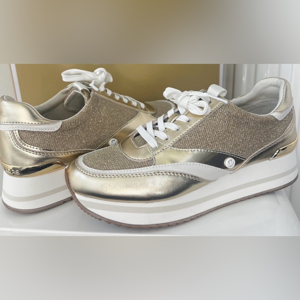 Michael Michael Kors Mariah Gold Trainer Sneakers Sz 8 Shoes